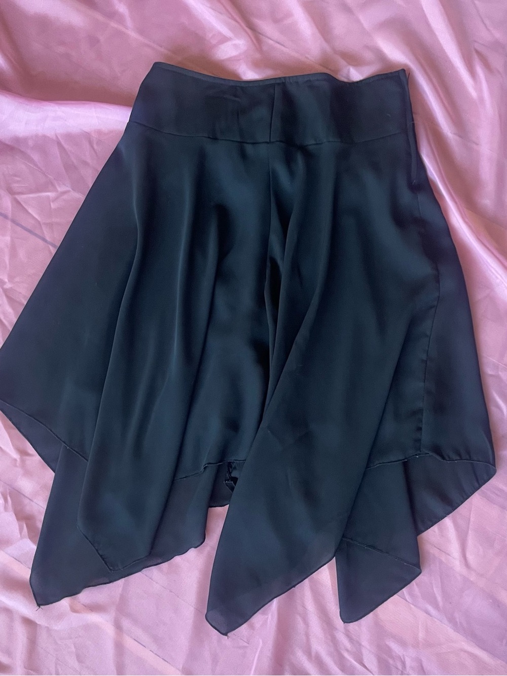 Black Handkerchief Hem Skirt - Women's Flowing Skirt